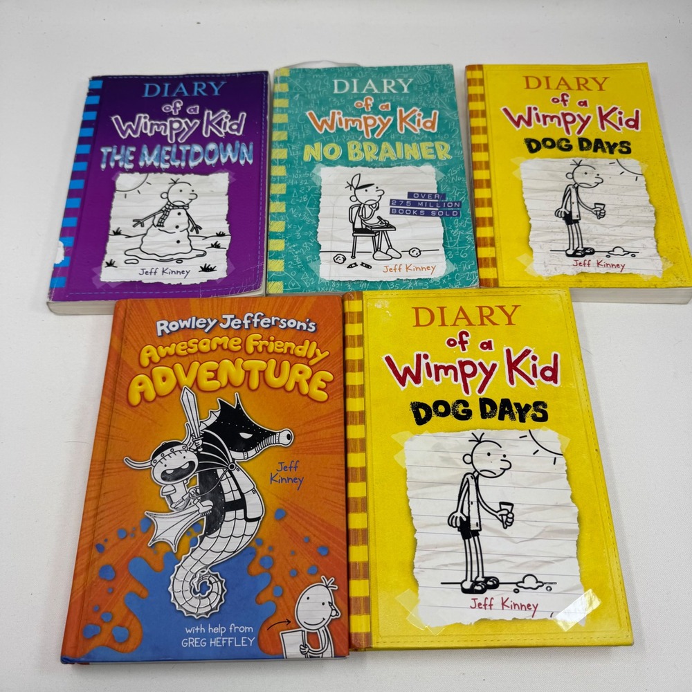 Diary of a Wimpy Kid 5‎ Book Lot Jeff Kinney Dog Days Meltdown No Brainer Rowley